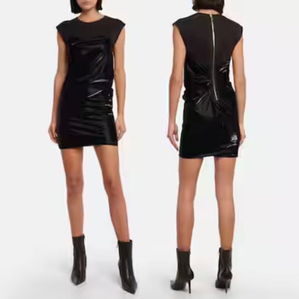 RTA Isabella vinyl black mini dress Small 37941